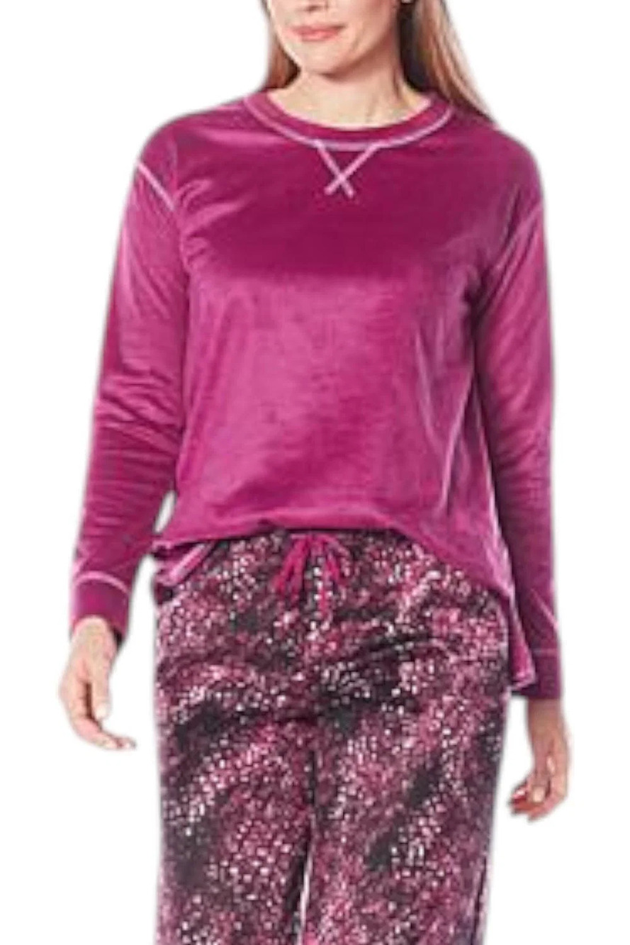 Comfort Code Women's Sueded Microfleece Pj Top Purple - Regular
